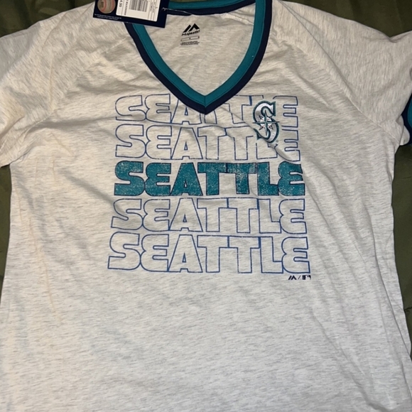 MLB Seattle Mariners Women's Short Sleeve V-Neck Fashion T-Shirt - Picture 3 of 4